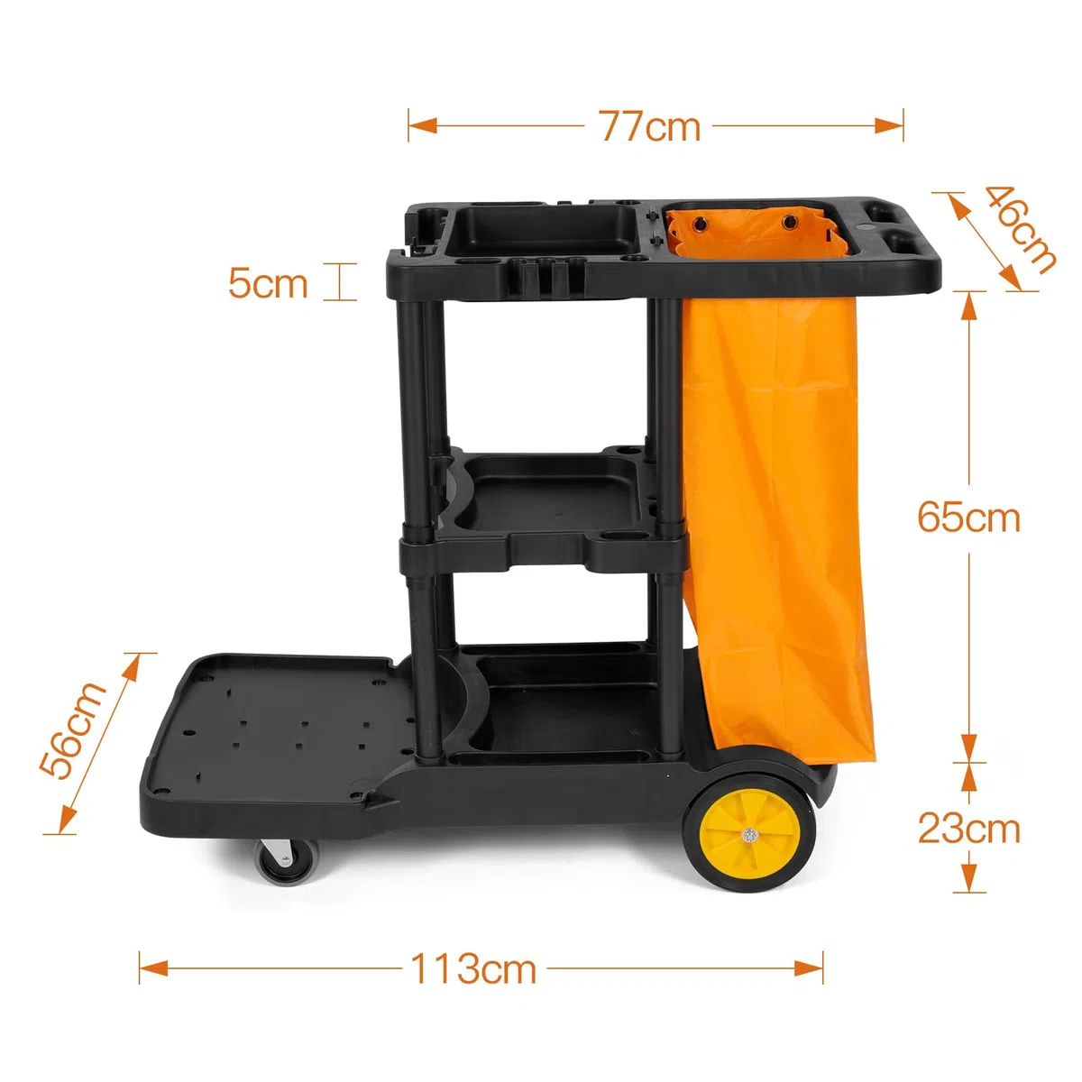 bimiti Carrello per pulizie Carrello di pulizia Carrello per pulizie commerciali Carrello di servizio di utilità di grande capacità Utility Borsa Oxford, design con gancio laterale, ruote girevoli