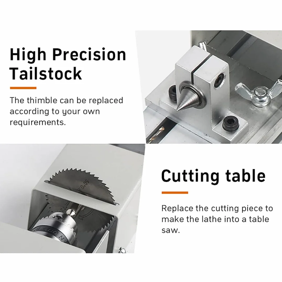 Mini tornio per la lavorazione del legno fai da te, strumenti 6 in 1 per foratura, rettifica e modellismo, ideale per hobbisti e appassionati di artigianato