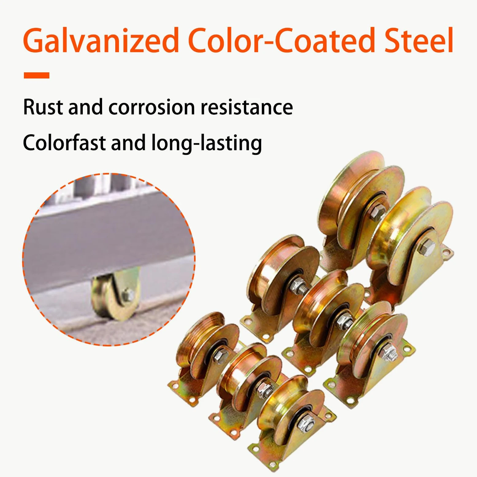 Heavy Duty U-Groove pulegge, rulli in acciaio per cavi, Cs, funi metalliche e porte scorrevoli, capacità di carico 200 kg, confezione da 4, 50 mm