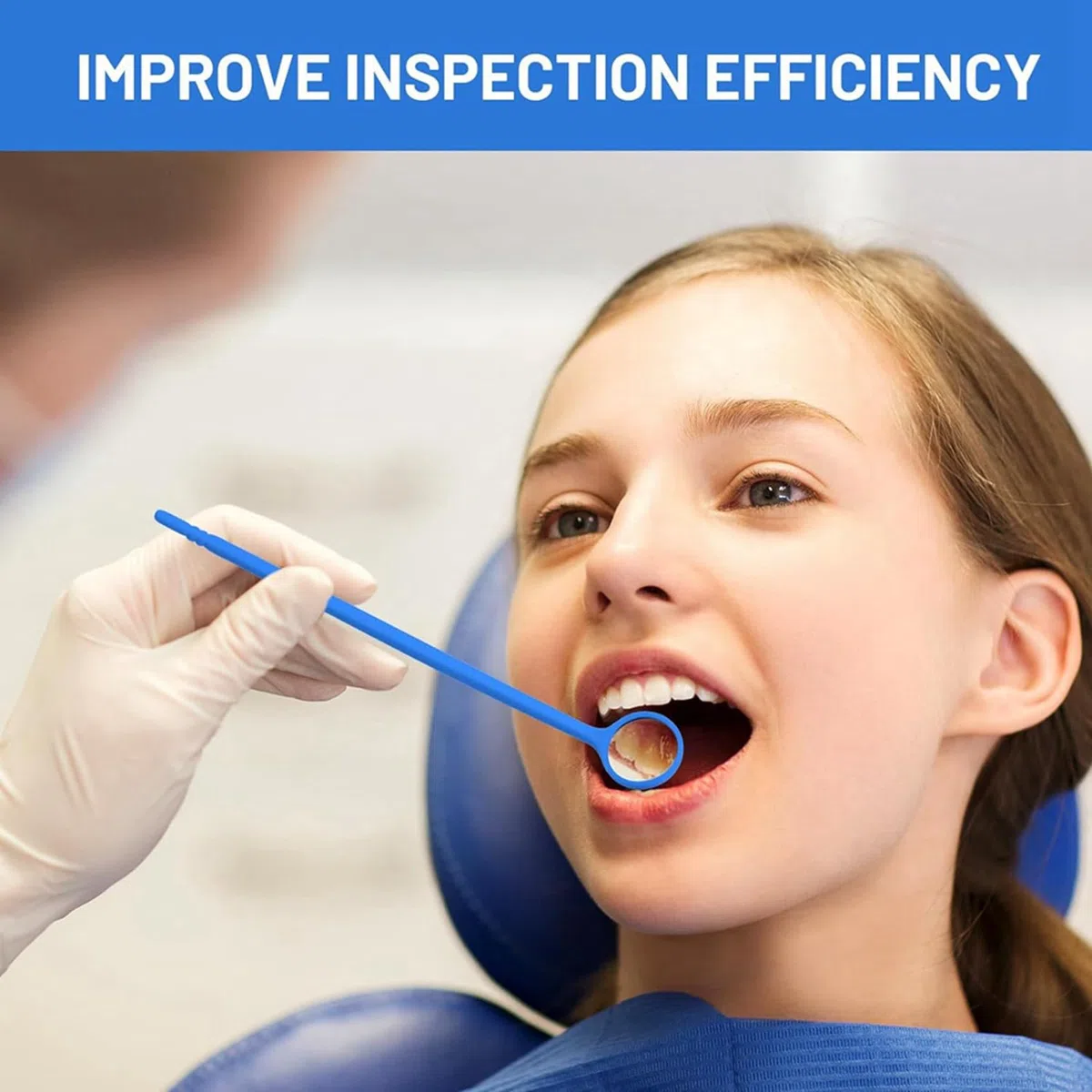 Specchio Dentale USA e Getta da 1200 Pezzi Specchietto per Bocca Antiappannamento Specchio Dentale Confezionato Singolarmente per Denti Orali, Blu