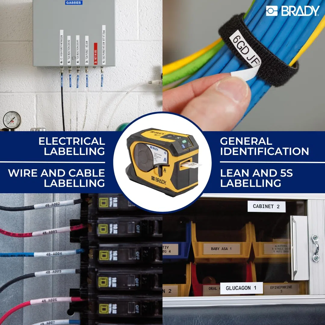 Brady Stampante per etichette M211-KIT-EU-UK-US - Set completo portatile con M211, cartuccia M21-750-499, custodia rigida, clip per cintura, cavo EU/UK/US e alimentazione