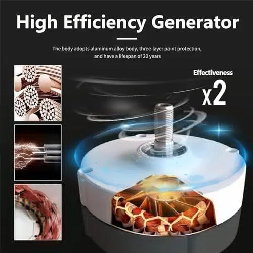 Kit generatore per turbina eolica con regolatore di Carica, generatore a turbina Verticale, generatore a magneti permanenti a Basso Numero di Giri, alternatore CA Senza Ingranaggi per Turbin
