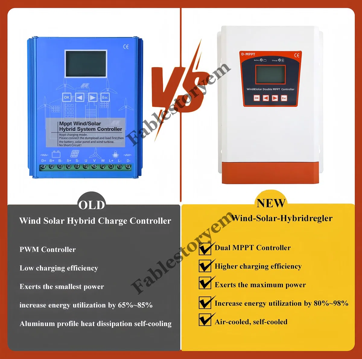Sistema ibrido solare eolico da 12000 W con doppio regolatore di carica MPPT per identificazione automatica da 12/24 V e 24/48 V, vento da 8000 W + regolatore automatico solare da 4000 W