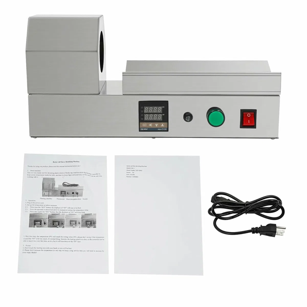 Macchina termoretraibile elettrica per capsule, sigillante termoretraibile in PVC con display digitale e temperatura regolabile per capsule da 70 mm, ideale per sigillare manicotti di bottiglie