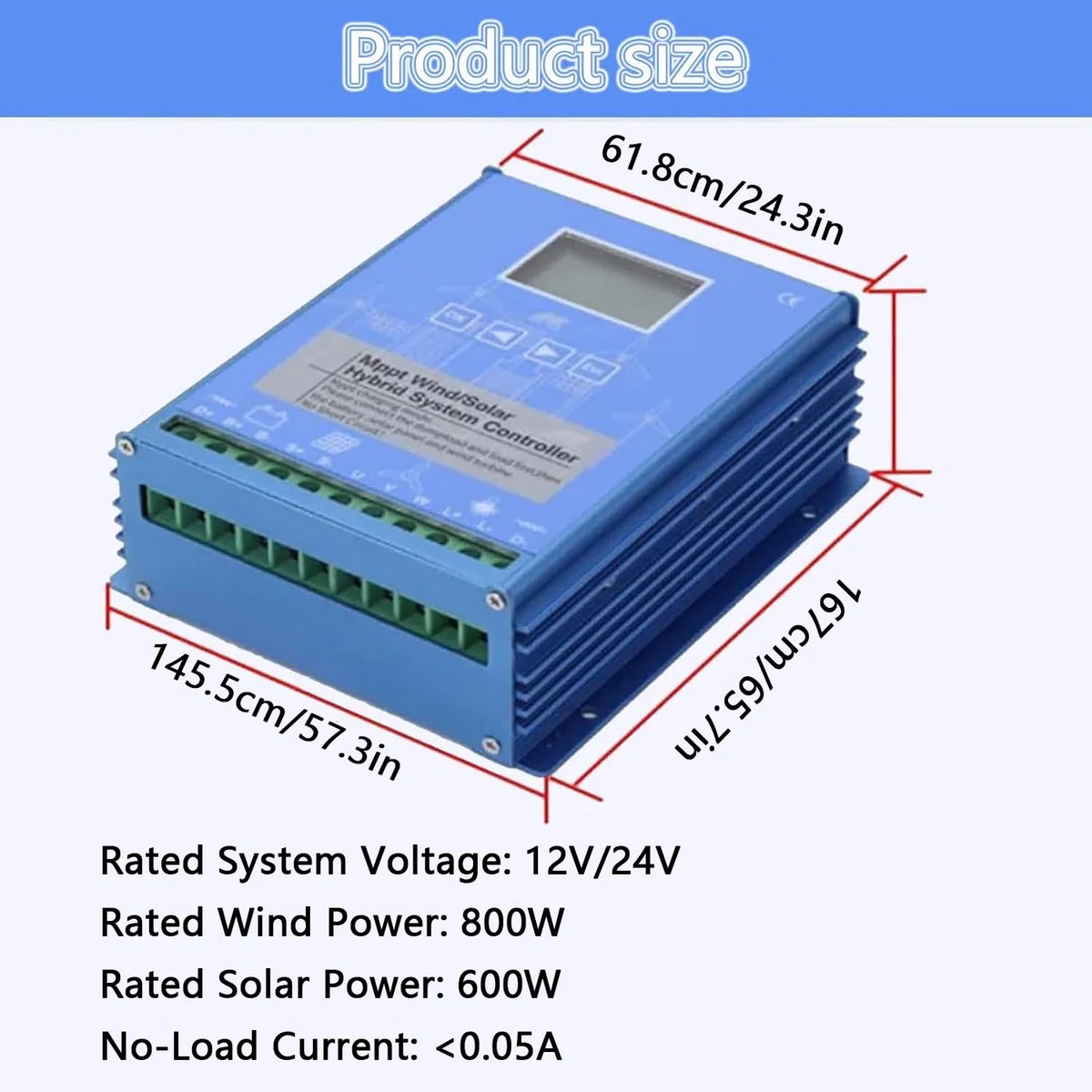 Regolatore ibrido solare eolico, regolatore di energia solare da 600 W e 800 W, LCD MPPT per generatori da 12 V/24 V, centrali elettriche, lampioni stradali