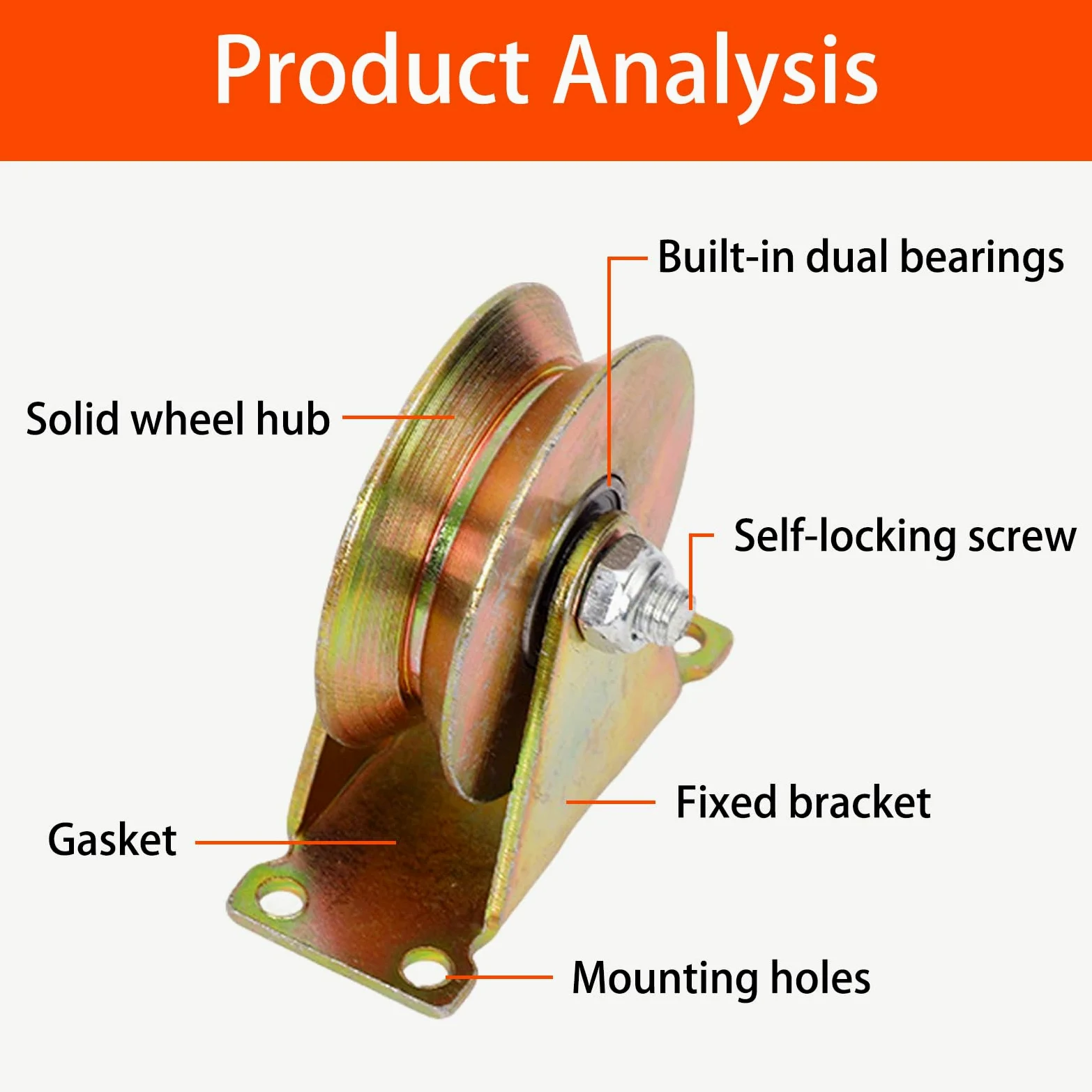 Heavy Duty U-Groove pulegge, rulli in acciaio per cavi, Cs, funi metalliche e porte scorrevoli, capacità di carico 200 kg, confezione da 4, 50 mm