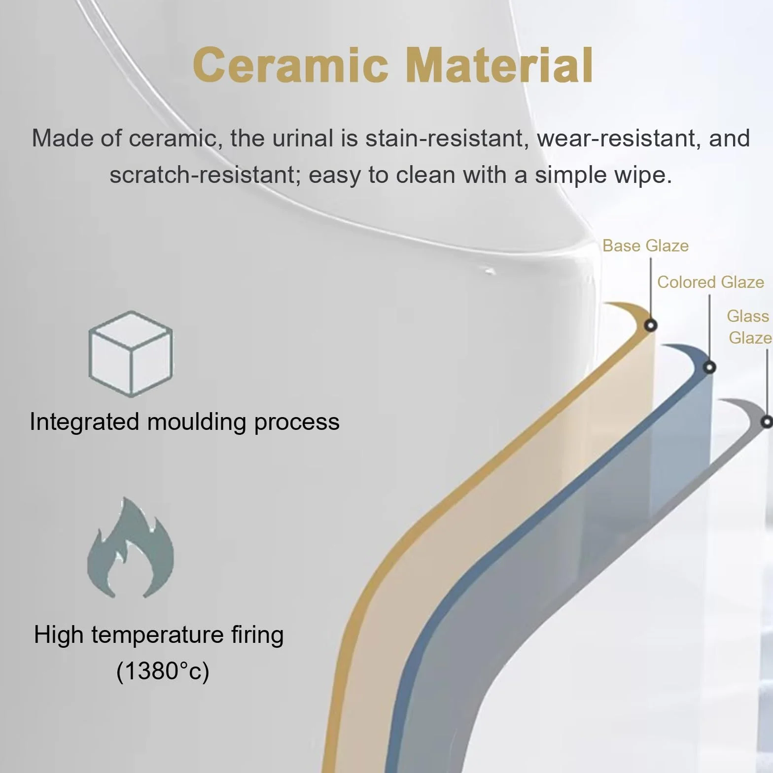Orinatoio Uomo In Ceramica con Tubo Scarico Lungo WC Angolare