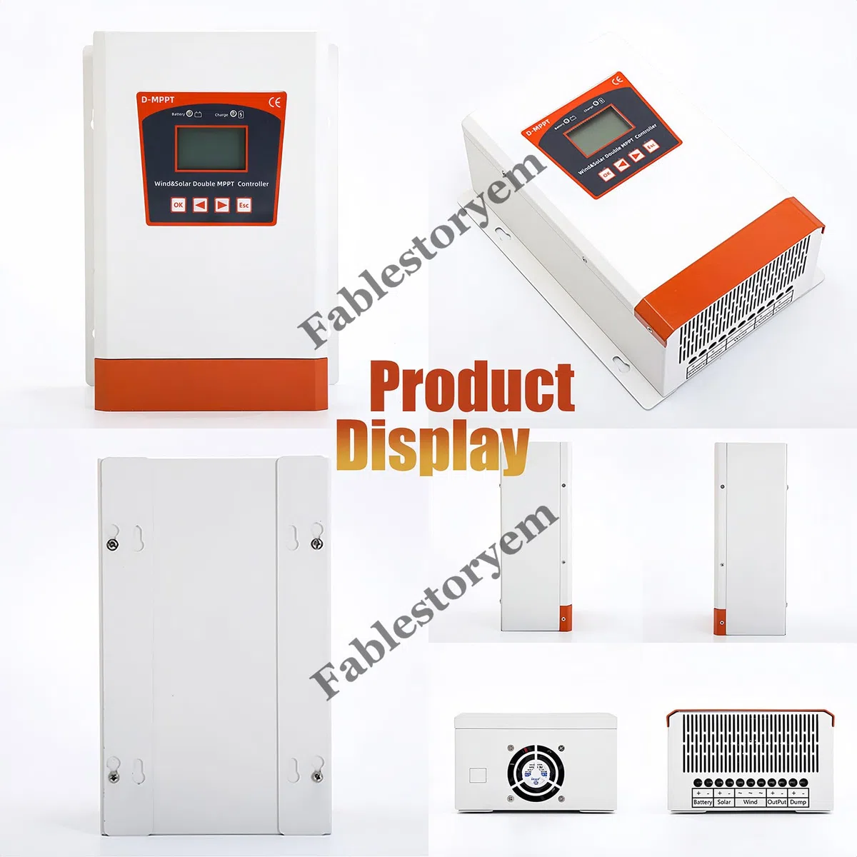 Regolatore di carica ibrido solare eolico da 12000 W, doppio MPPT per sistemi da 12 V/24 V o 24 V/48 V, identificazione automatica, controllo app telefono per turbina eolica/pannello solare