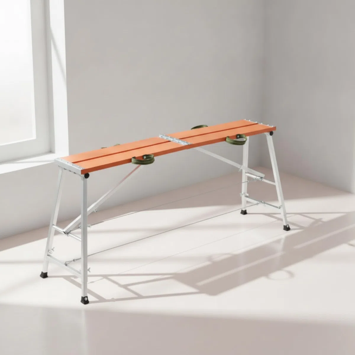 Piattaforma di Lavoro con Maniglie Laterali Portatile Ponteggio Pieghevole Salvaspazio Pedana per Imbianchini, Pittura, Cantiere, 200 30 Cm