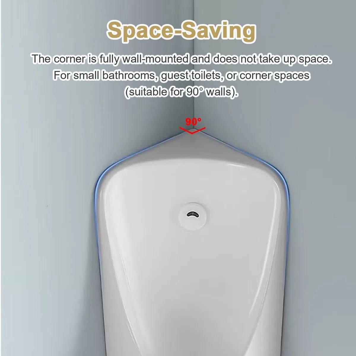 Orinatoio Uomo In Ceramica con Tubo Scarico Lungo WC Angolare