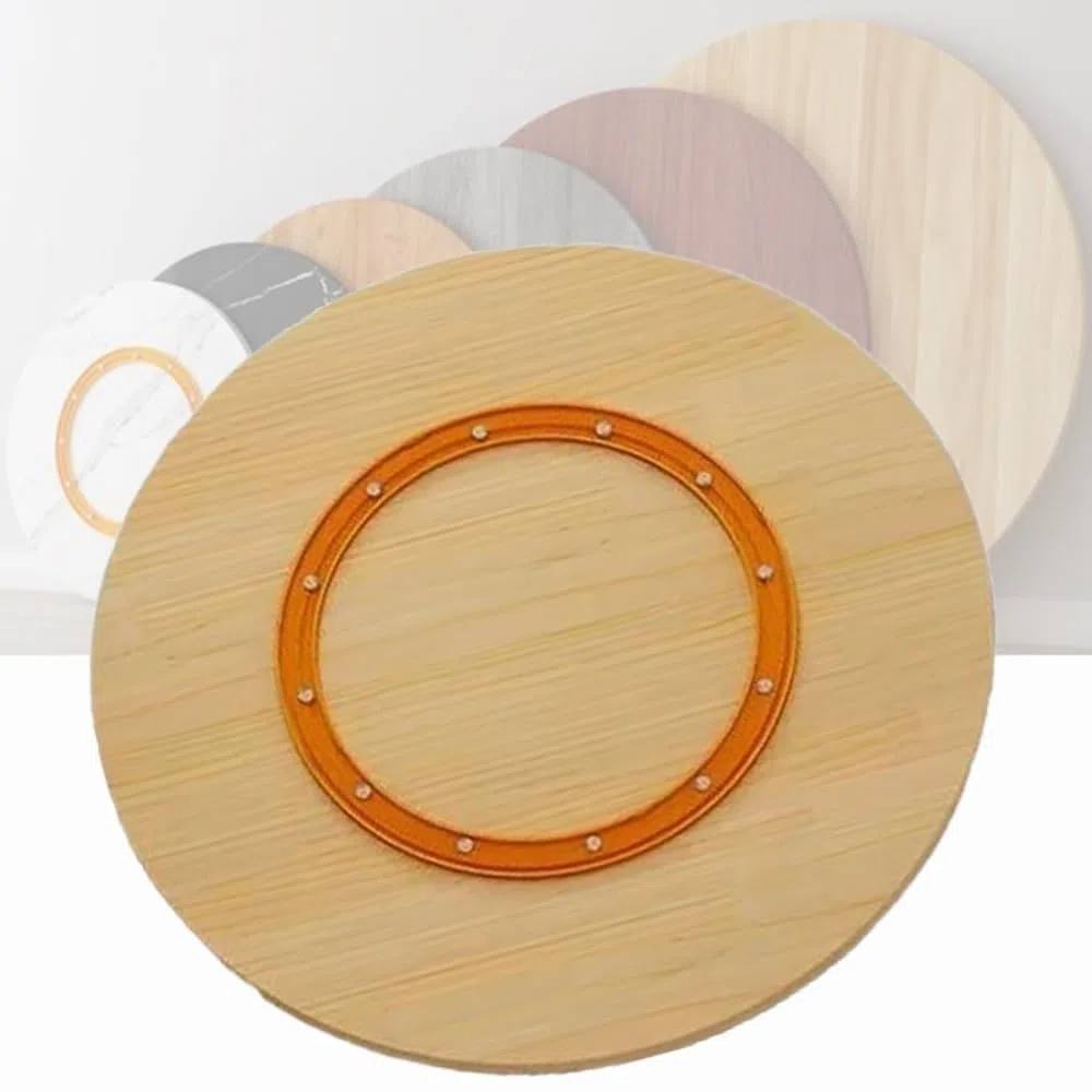 Vassoio girevole in legno massiccio da 101,6 cm, per tavolo da pranzo, resistente, rotondo, design a tronchi, perfetto per la cucina di casa, diametro 100 cm, ideale per intrattenere