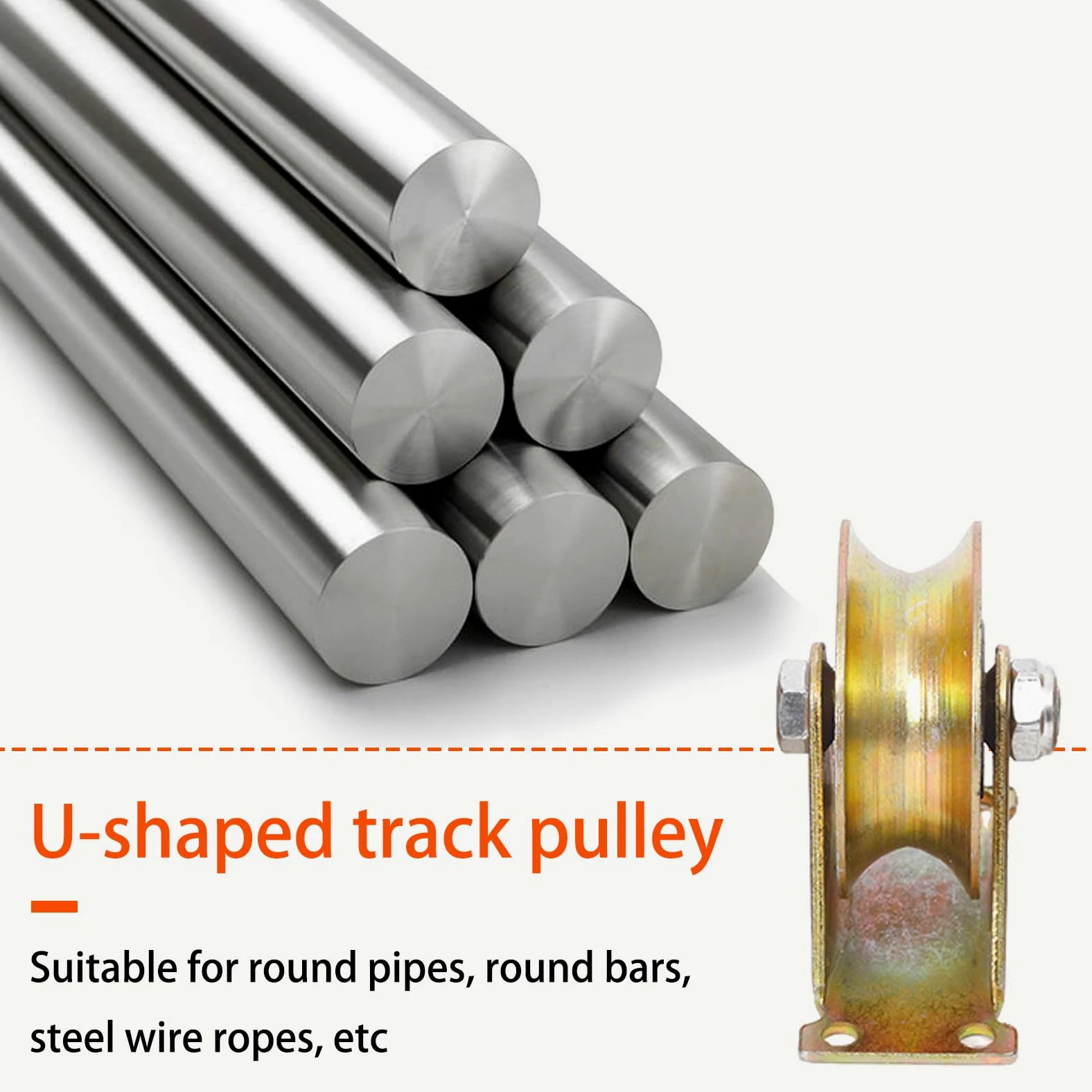Heavy Duty U-Groove pulegge, rulli in acciaio per cavi, Cs, funi metalliche e porte scorrevoli, capacità di carico 200 kg, confezione da 4, 50 mm