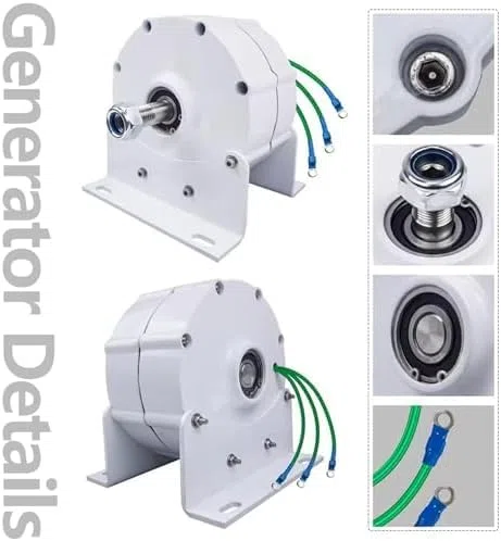 Kit generatore per turbina eolica con regolatore di Carica, generatore a turbina Verticale, generatore a magneti permanenti a Basso Numero di Giri, alternatore CA Senza Ingranaggi per Turbin
