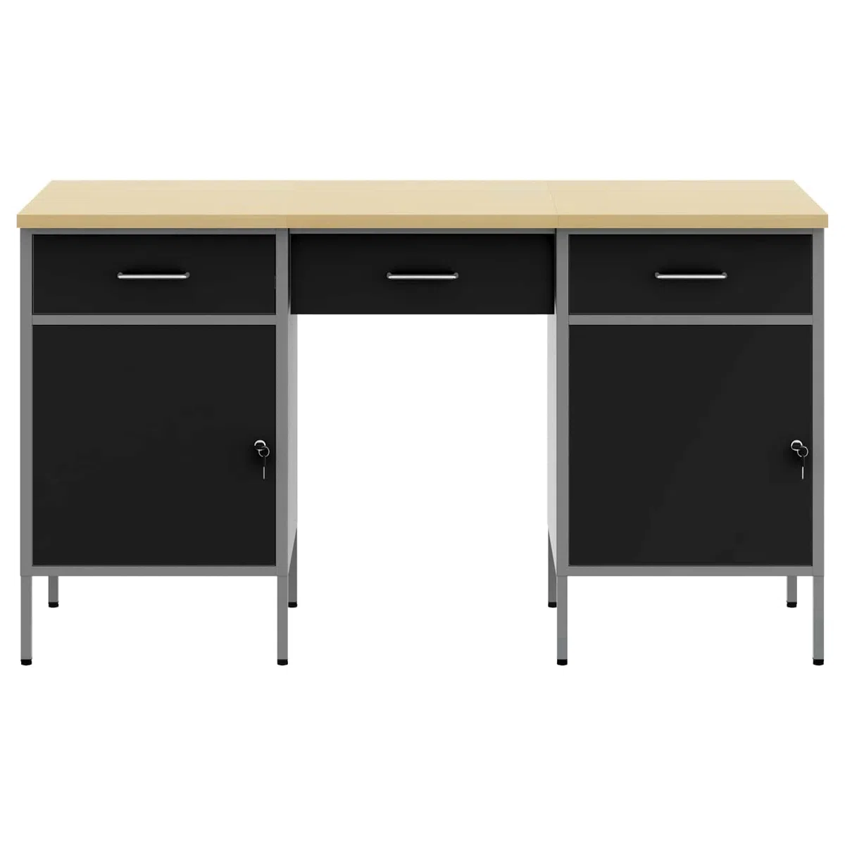 vidaXL Mobile da Lavoro con cassetto 3 PCS Nero 150 x 55 x 85 cm, Soluzioni di stoccaggio per Officina, portautensili, Chest Organizer, cassetti e Ripiani.