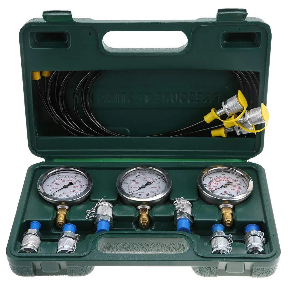Manometro per Prova di Pressione dell'Acqua, Kit per Prova di Pressione idraulica, con Raccordo per Punto di Prova e manometro, per Prova di Pressione idraulica dell'escavatore