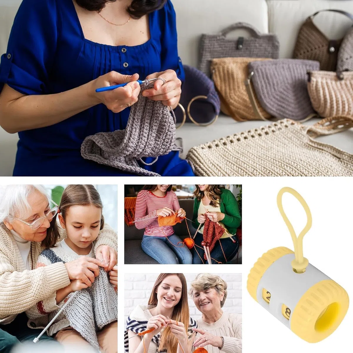 Contagiri per maglia, strumento conta-punti, conta-punti portatile con finitura elegante, per uncinetto, maglia e lavorazione filati