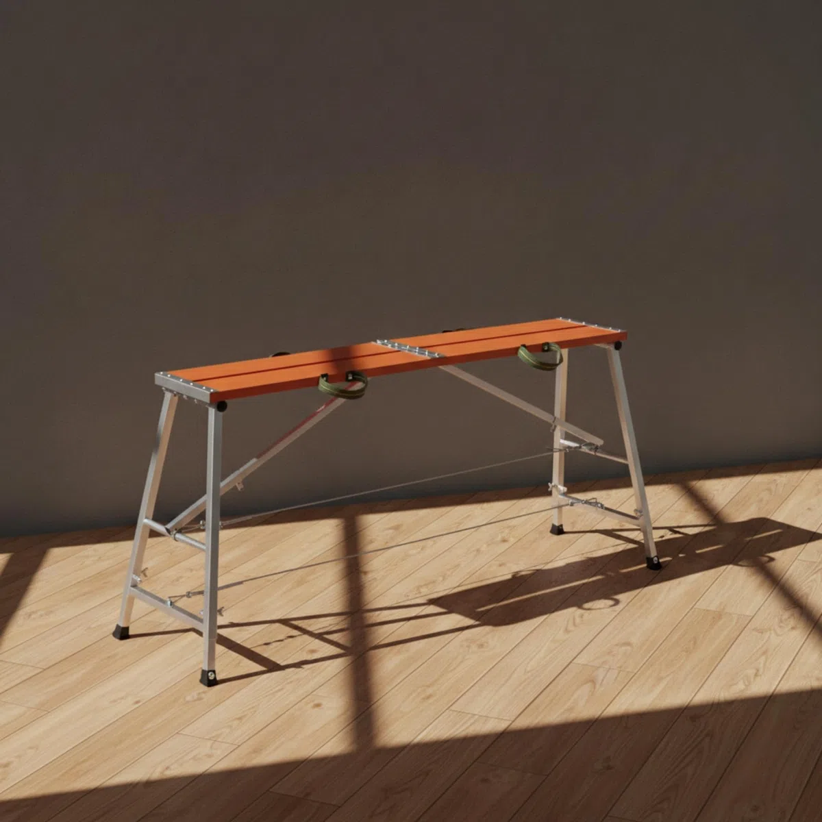 Piattaforma di Lavoro con Maniglie Laterali Portatile Ponteggio Pieghevole Salvaspazio Pedana per Imbianchini, Pittura, Cantiere, 200 30 Cm