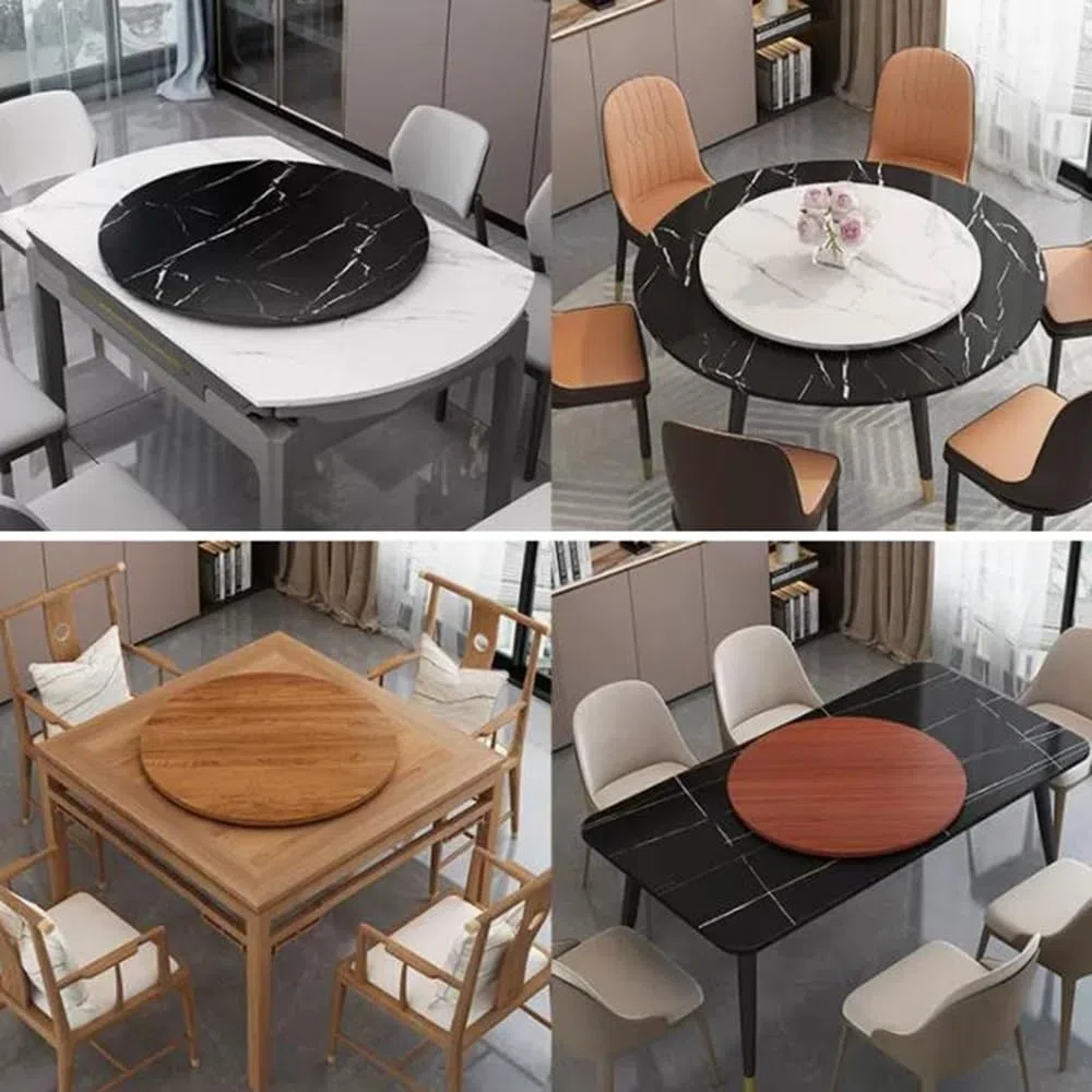 Vassoio girevole in legno massiccio da 101,6 cm, per tavolo da pranzo, resistente, rotondo, design a tronchi, perfetto per la cucina di casa, diametro 100 cm, ideale per intrattenere