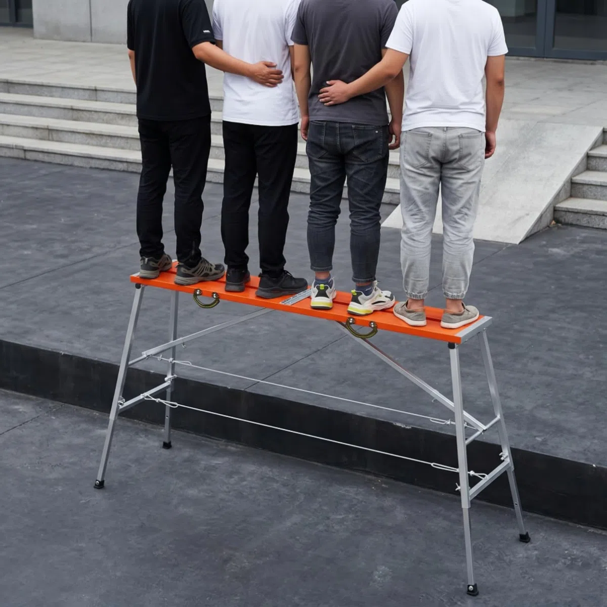 Piattaforma di Lavoro con Maniglie Laterali Portatile Ponteggio Pieghevole Salvaspazio Pedana per Imbianchini, Pittura, Cantiere, 200 30 Cm
