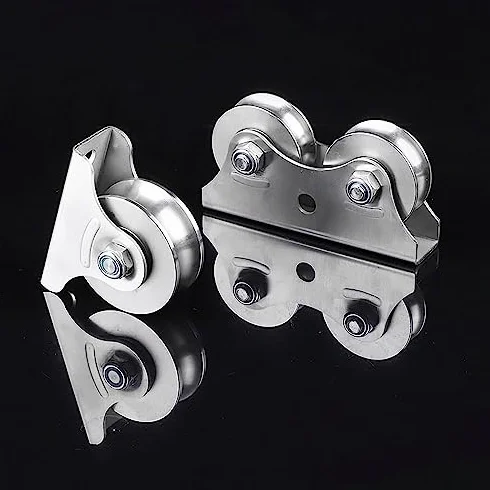Puleggia a U in acciaio inox resistente, blocco per corda di sollevamento silenzioso, doppia ruota da 58 mm per sistema di binari per funi metalliche lisce